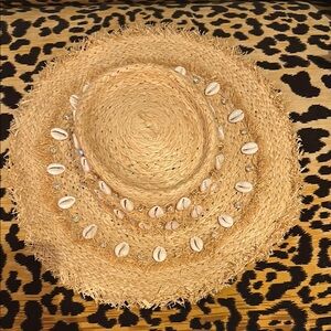Aquazurra riviera hat  Beige Straw Hat with Shell Accents